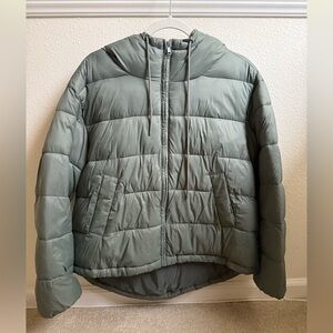 Gap Water Resistant, Green Puffer w/hood and adjustable waist, Small